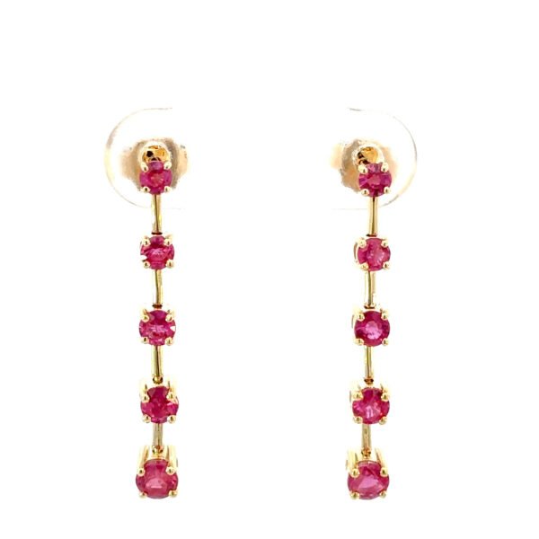 9K Yellow Gold Earrings 10 Rubies TW 1.41 Carat