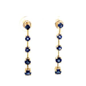 9K Yellow Gold Earrings 10 Ceylon Sapphire TW 1.40 Carat