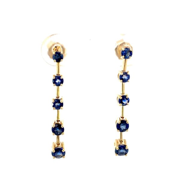 9K Yellow Gold Earrings 10 Ceylon Sapphire TW 1.40 Carat