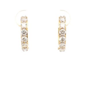 18K Yellow Gold Hoop Earrings Round White Diamonds TDW 1.04 Carat