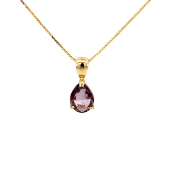 9K Yellow Gold Pendant Pear Pink Sapphire 0.92 Carat