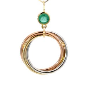 9K Tri-tone Pendant Round Emerald 0.38 Carat