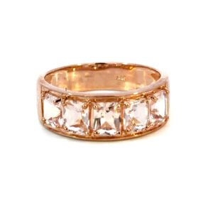 9K Rose Gold Ring 5 Morganites TCW 2.0 Carat