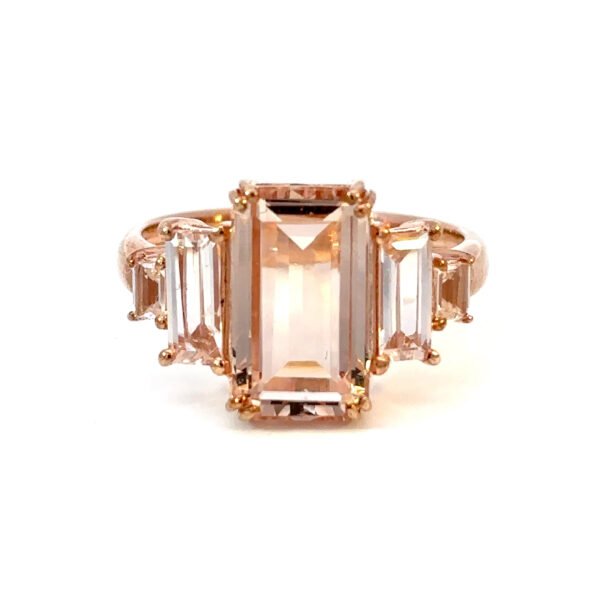 9K Rose Gold Ring 5 Morganites