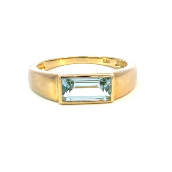9K Yellow Gold Ring Aquamarine 1.34 Carat
