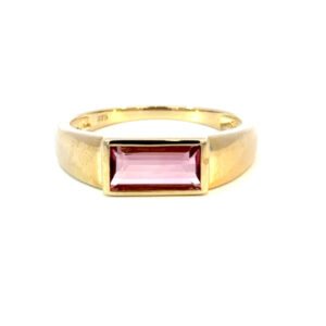9K Yellow Gold Ring Pink Tourmaline 1.24 Carat